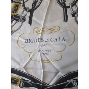 Hermès Brides de Gala Silk Scarf 34x34 Black White Gold France Carre 90